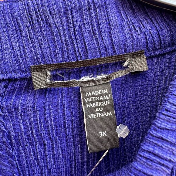 Eileen Fisher Women's $178 Woven Plissé Mock Neck Dress royal size 3X - Picture 8 of 11